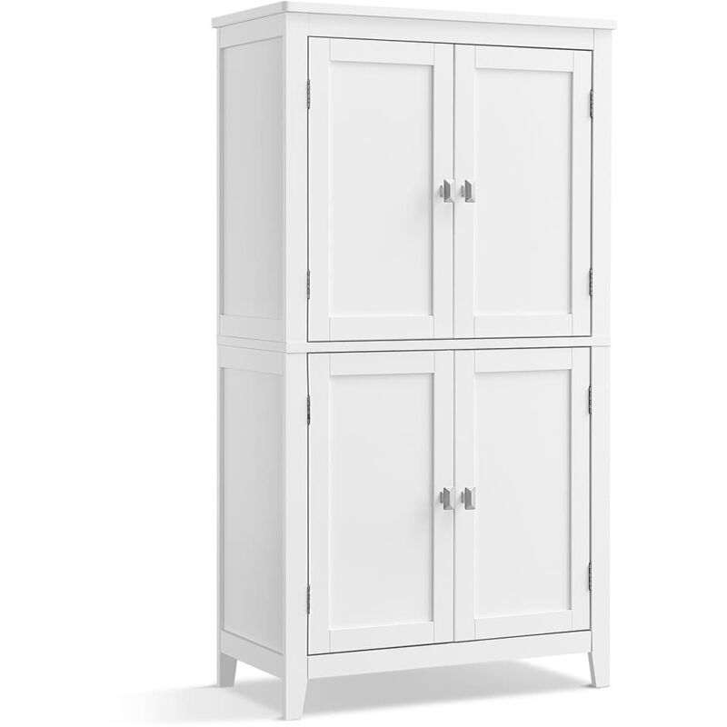 Songmics - calicosy - Petit meuble de rangement 4 portes blanc - H110 cm