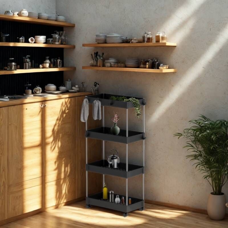 Secury-t - Desserte à roulettes, Chariot de Rangement, Étagère Roulante, 4 Niveaux