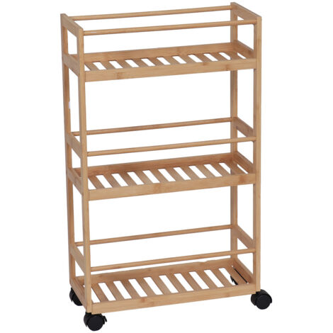 Desserte sur roulettes bambou 3 etageres  - bambou - Tendance