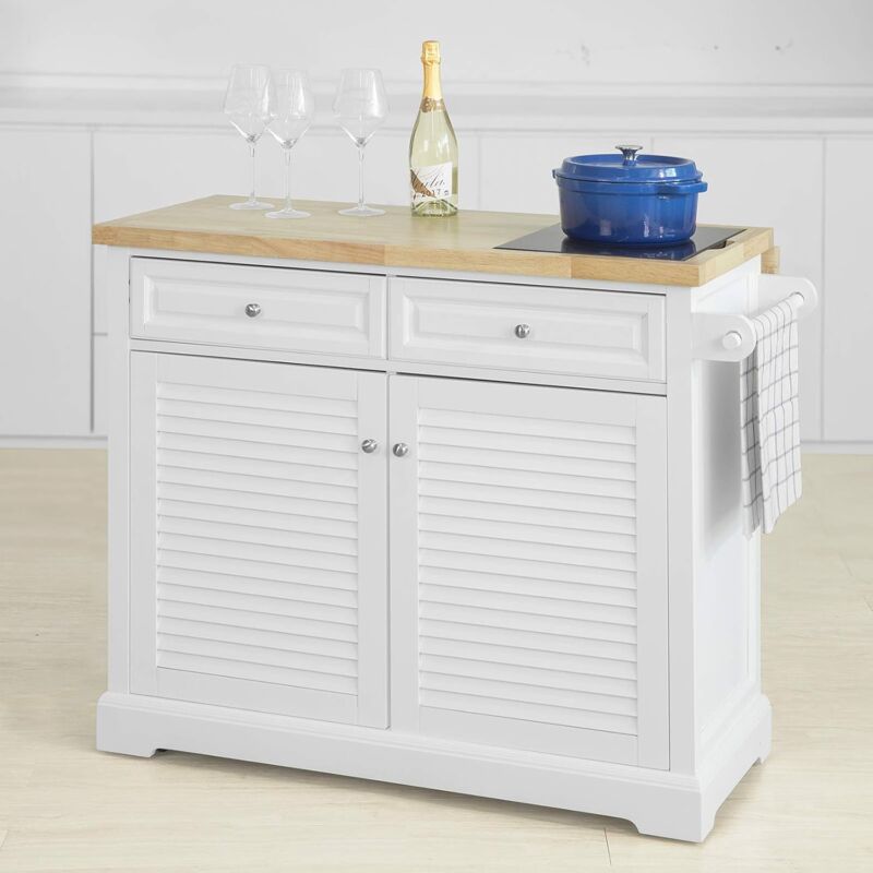 Grande Armoire de Rangement SoBuy FKW84-WN Desserte sur roulettes Meuble de Cuisine de Service Roulant avec Plans de Travail Rabattable