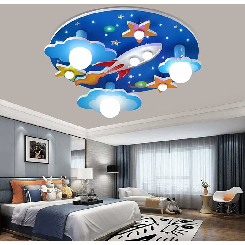 Dessin Animé Lampe pour Enfants LED Plafonnier avec Telecommande 3 Modes Créatif Etoiles Nuages Avion Chambre des Lampe de Plafond Dimmable Éclairage