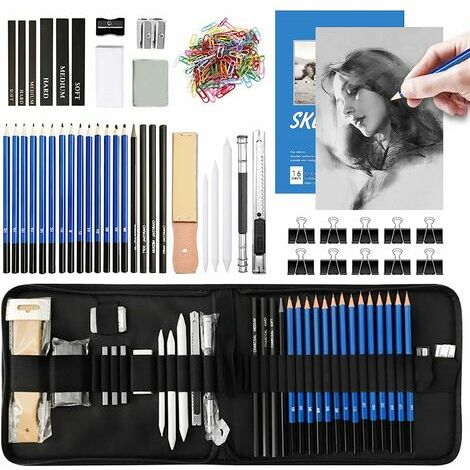 Dessin Professionnels,JOTOL Crayon Dessin Professionnel Kit,Crayons Fusain, Outils et Gomme, Carnet à Dessin,Crayons Art Supplies Kit Dessin pour Artistes, Ėtudiants, Débutants