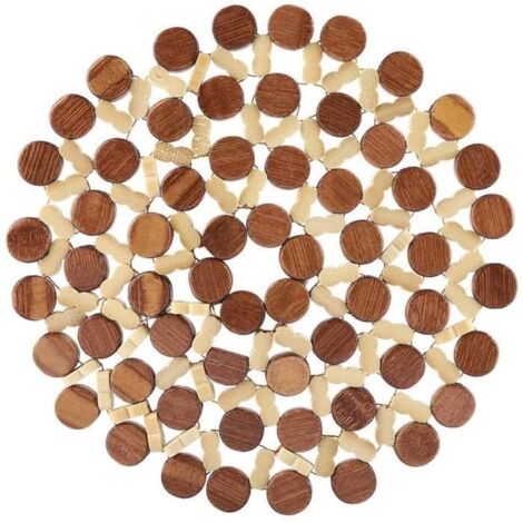 Dessous de plat bois,Tapis de table rond en bambou résistant à la chaleur,pour protéger les plateaux de table et les comptoirs
