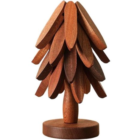 Dessous De Plat en Forme d'arbre, Sapin Dessous De Verre, sous Verre Sapin, 4 Dessouss Plat + 1 Support, pour Ustensiles Cuisine, Cuisinière, Poêle, Tasse, Théière, Plats Chauds, Bol, Cuisine, Tab