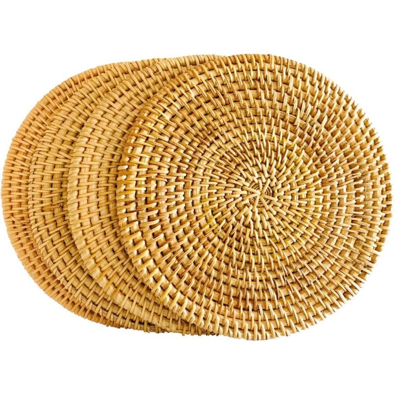 Dessous de plat en rotin pour hot pot, dessous de verre en rotin, fait main exotique, cadeau créatif, 4 pièces