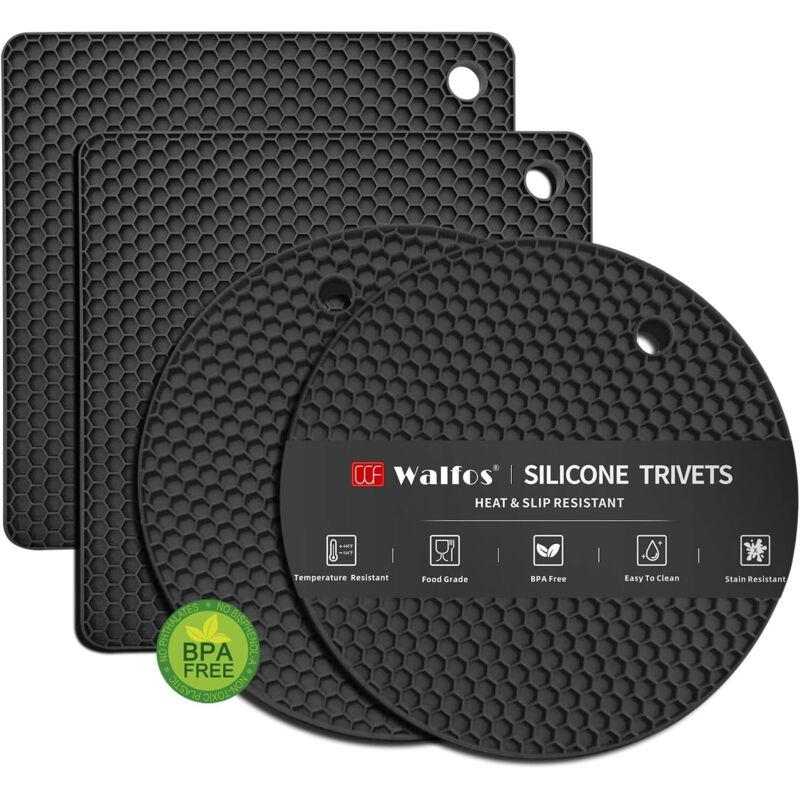 Dessous de plat en silicone - 4 maniques résistantes à la chaleur, maniques multifonctionnelles antidérapantes pour la cuisine, maniques, plaques de