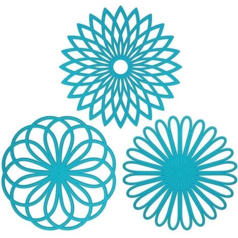 Dessous de Plat en Silicone - Bleu - Antidérapant - Set de 3 - 20x0.4cm
