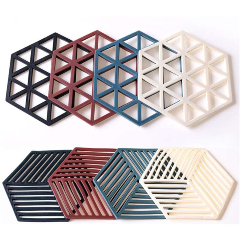 Yzmrbdqc - Dessous de plat en silicone et coussins chauffants 8 pièces 5,63 4,92 po Hexagone résistant à la chaleur Outil de cuisine multifonction