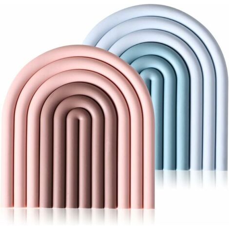 Dessous de plat séparables en silicone résistant à la chaleur,  Lot de 2 dessous de plat en silicone antidérapant, dégradé de rose et bleu