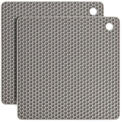 Dessous de Plat Silicone, 2PCS Anti-dérapant Anti-Chaleur 250 °C Multifonction Repose-cuillère Dessous de Verre de Cuisine Tapis de Table pour Cuisine et Salle à Manger