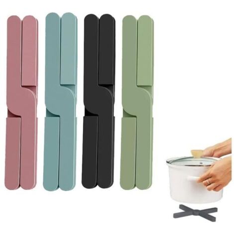 Dessous de plat - Silicone - Lot de 4 - Pliable - Résistant à la chaleur - Multifonctionnel