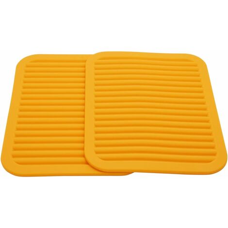 Dessous de plats Dessous de plat en silicone pour plats chauds et marmites, coussins chauffants pour plans de travail, tables, porte-pots, repose-cuillère, petits tapis de séchage, 2 pièces orange