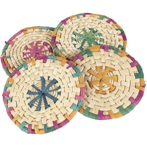 MOBILIBRICO Dessous de plats en maïs naturel et teinté (lot de 4)