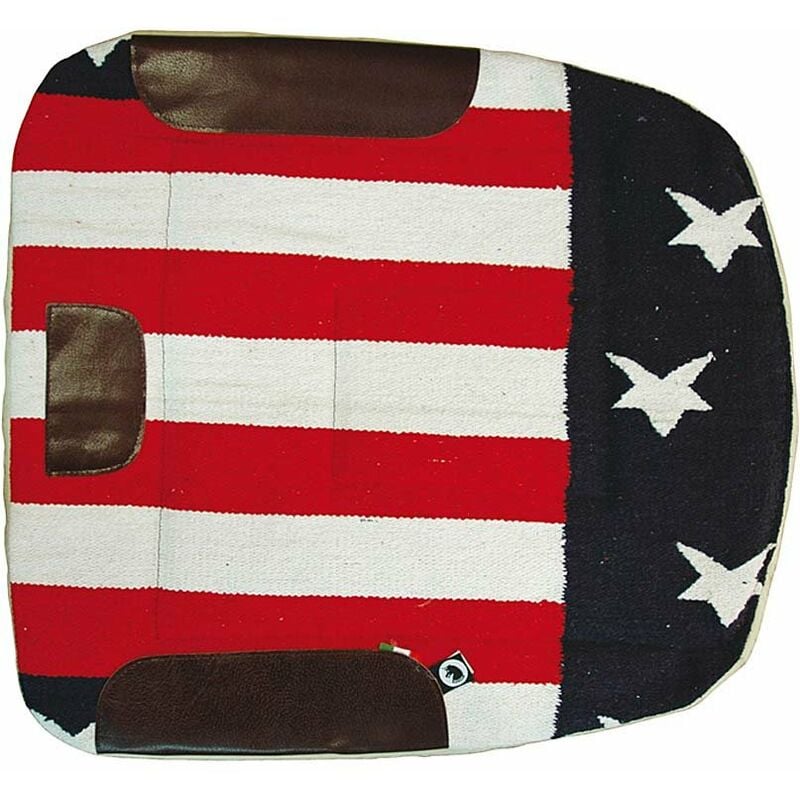 Dessous de selle avec drapeau américain en tissu coton à l'extérieur et pure laine à l'intérieur avec rembourrage et renforts en cuir.