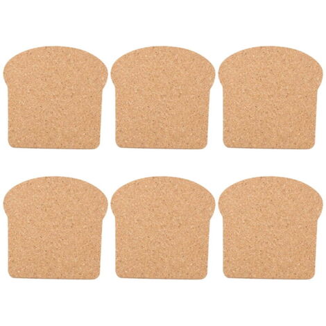 Dessous de Verre en Liège Forme Toast, Lot de 6 Sous-tasses pour Boissons Chaudes et Décoration de Table