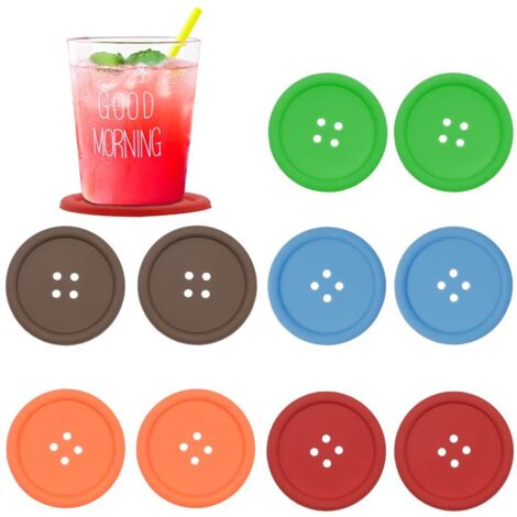Dessous de verre en silicone, porte-gobelets ronds et colorés en forme de bouton, tapis pour café et boissons, tapis isolants thermiques à rainures profondes et