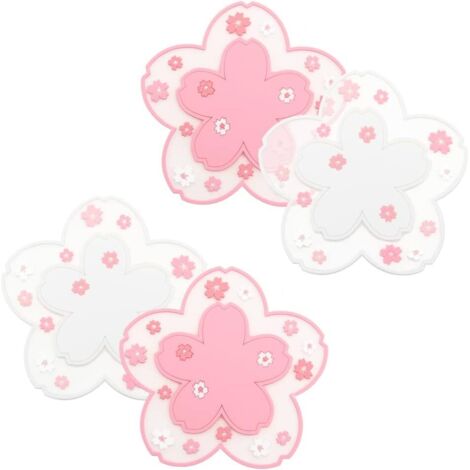 Dessous de verre Sakura en PVC, 10 cm - Lot de 4, antidérapants et lavables.