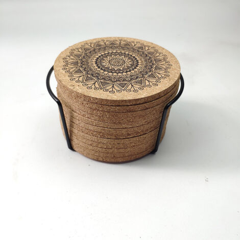 Dessous de verre, sous-verre rond en liège avec support ensemble coussin d'isolation thermique napperon napperon bol tapis pot tapis tapis en bois 10x0.5cm (12 pièces) une pièce