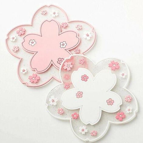 Dessous De Verres 2 Morceaux De Pvc Souple Tapis Sakura, Sous-Verre Table Mats De Noël Hochzeitsdeko Napperons Pour Les Restaurants Réfractaires, 2St, Diamètre De 11,5