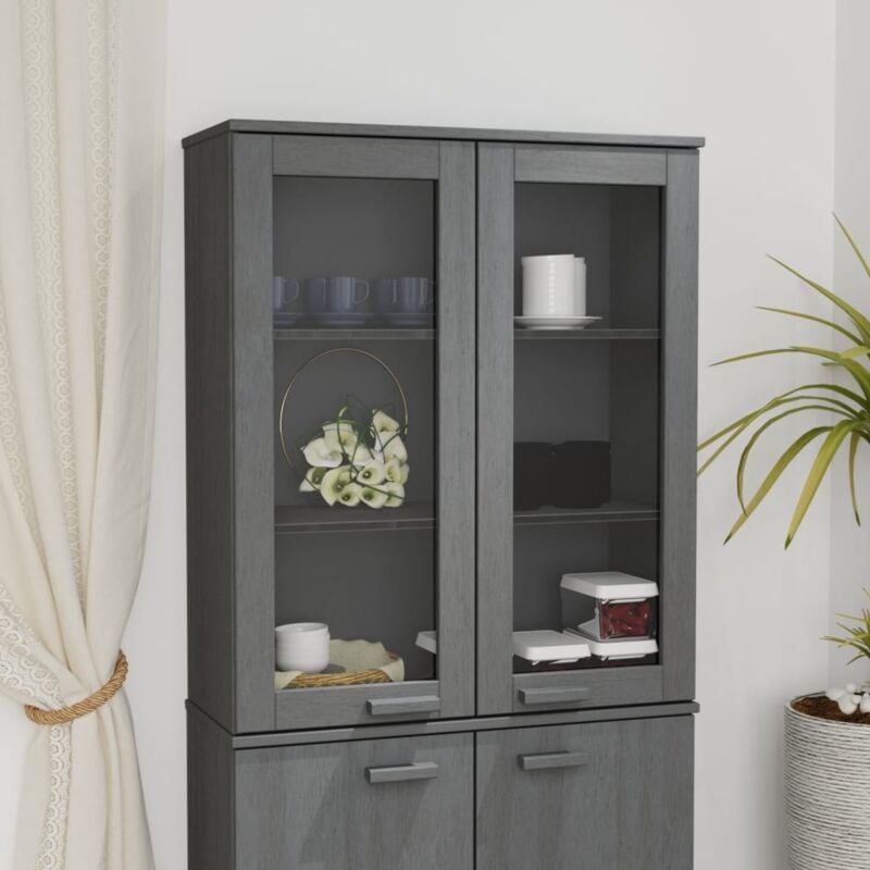 Dessus de buffet, Buffet haut, Armoire de rangement hamar Gris foncé 85x35x100 cm Bois de pin FR280086 design in