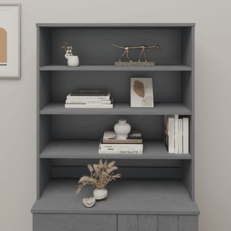 Dessus de buffet, Buffet haut, Armoire de rangement HAMAR Gris foncé 90x30x100 cm Bois de pin FR451864 DESIGN IN