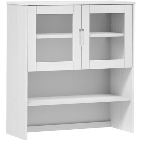 Dessus de Buffet  Meuble de rangement MOLDE Blanc 90x35x100 cm Bois massif de pin