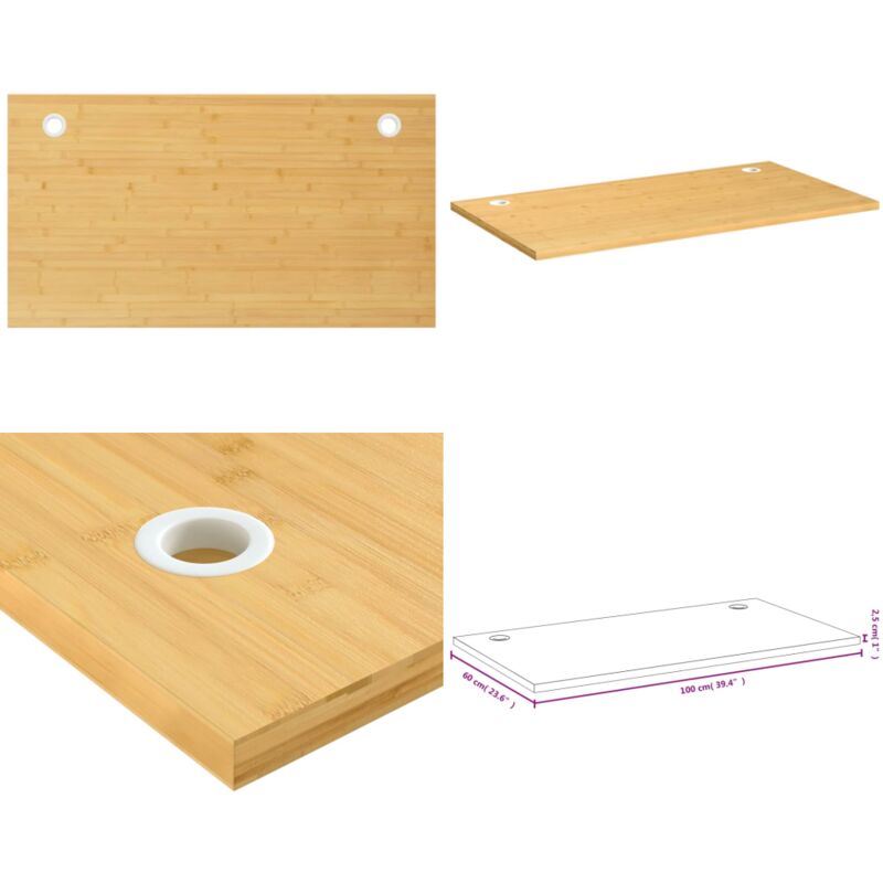Dessus de bureau 100x60x2,5 cm bambou - dessus de bureau - dessus de table de remplacement - Home & Living - Brun