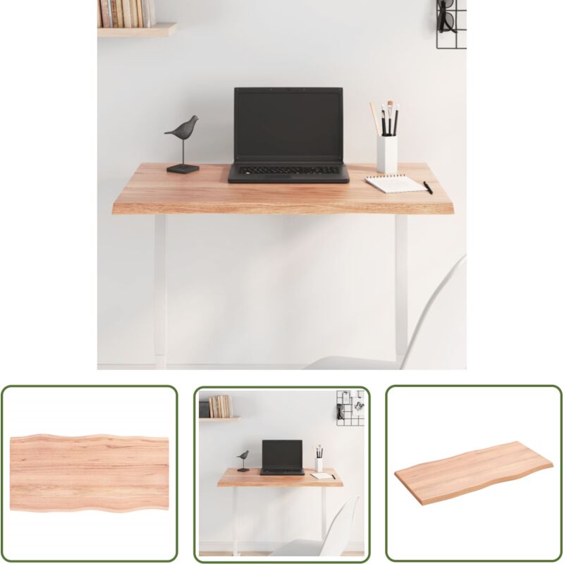 Dessus de table bois chêne massif traité bordure assortie Vidaxl