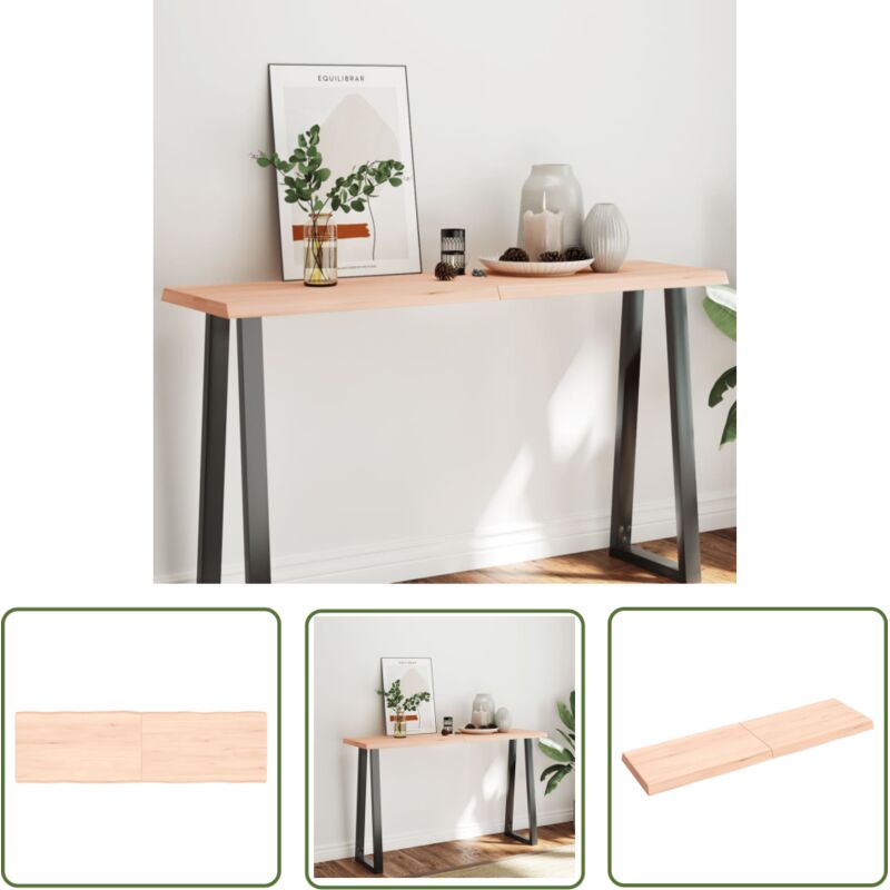 Dessus de table bois massif non traité bordure assortie - Vidaxl