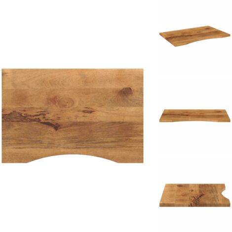 Dessus de bureau avec courbe 80x50x2,5 cm manguier massif brut - Dessus De Bureau - Dessus De Table - Dessus De Table De Remplacement - Dessus De Table En Bois