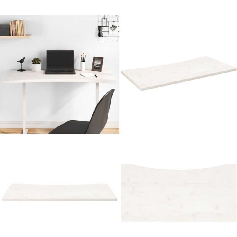 Dessus de bureau blanc 100x60x2,5 cm bois massif de pin - dessus de bureau - dessus de bureau en bois - Home & Living - Blanc