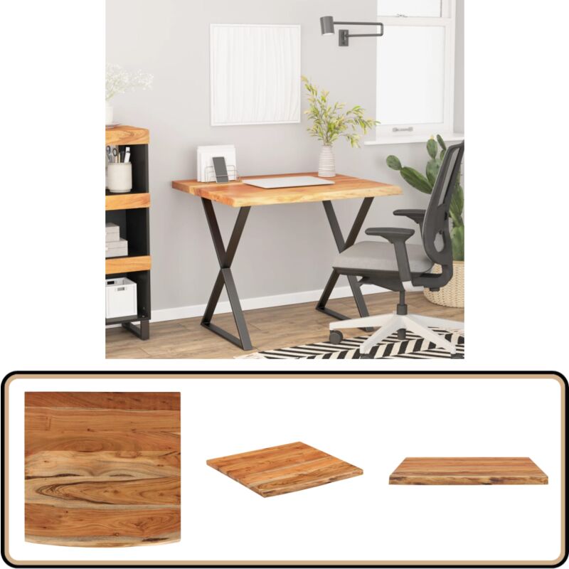 Dessus de bureau carré bois massif d'acacia bordure assortie - Plateau De Bureau - Dessus De Table - Acacia Massif - Design Rustique - Bord Vif