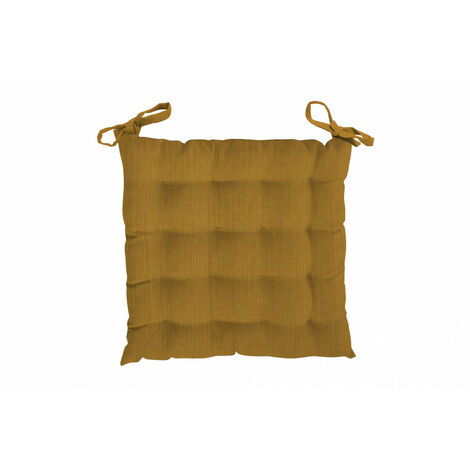 Dessus de chaise capitonné en velours 40X40X5 cm VELVET ocre, par Soleil d'Ocre
