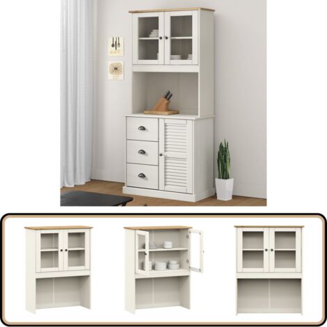 Dessus de commode VIGO blanc 78x30x100 cm bois massif de pin - Meuble De Rangement - Buffet - Meuble De Salon - Dessus De Commode - Étagère Ouverte