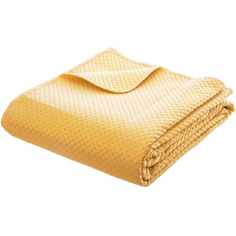 Dessus de lit 2 taies Dolce jaune moutarde 260x240cm Atmosphera créateur d'intérieur