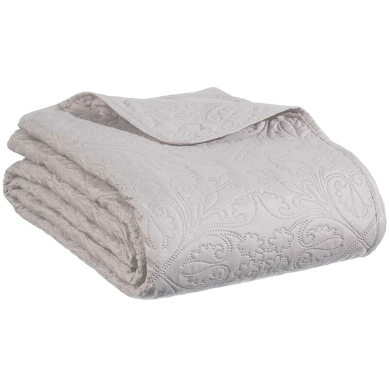Dessus de lit 2 taies Arabesque gris taupe 260x240cm - Atmosphera créateur d'intérieur