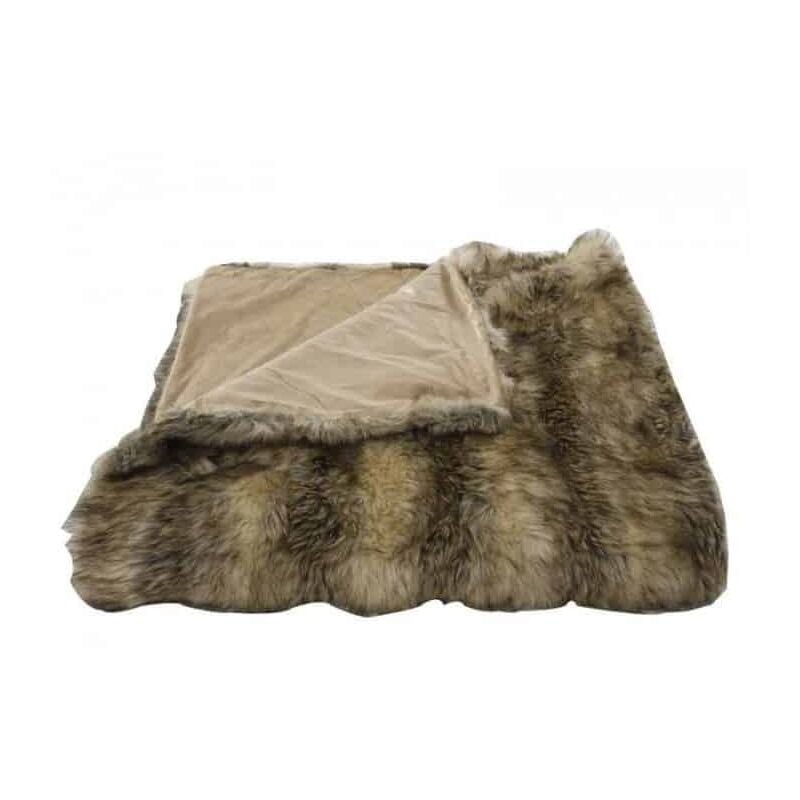 Linder - Dessus de lit fourrure Marmotte - 230x250cm - Marron