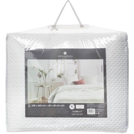 Dessus de lit Ivoire 240 x 260 cm avec 2 Taies - Atmosphera