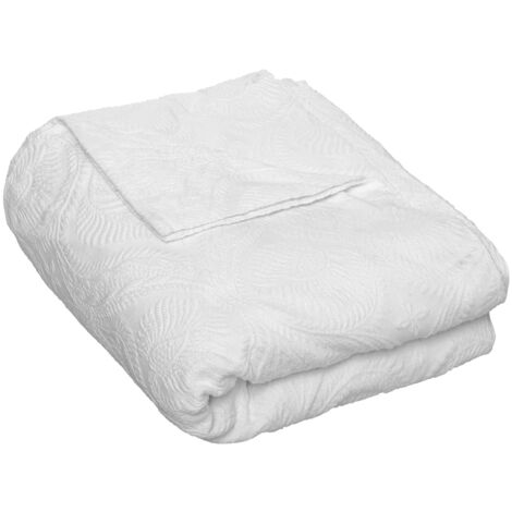 Dessus de lit Jacquard Folk 260x240cm blanc - Atmosphera createur d'interieur - Blanc