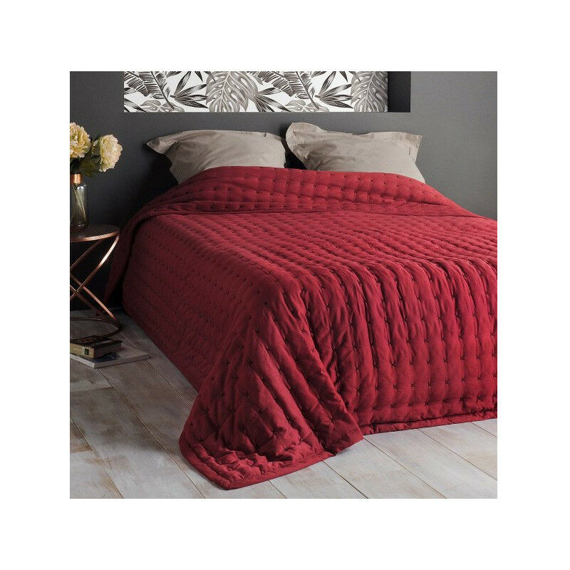 linder - dessus de lit paloma - 230x250cm - rouge - rouge