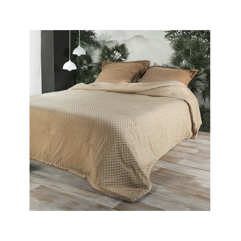 Linder - Dessus de lit 'pompon' - 250x260cm - Sable