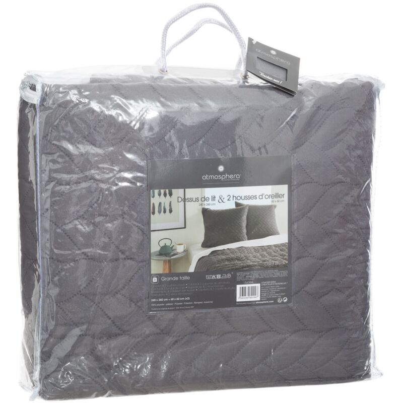 Parure de lit tressée - 240 x 260 cm - Gris foncé - Livraison gratuite