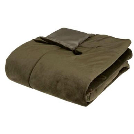 Dessus de Lit Velours "Froz" 80x180cm Vert Kaki