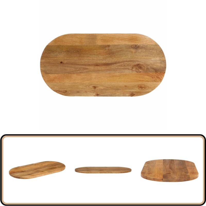 Dessus de table 100x40x3,8 cm ovale bois massif de manguier - Dessus De Table - Plateau De Table - Table Ronde - Bois Massif - Manguier