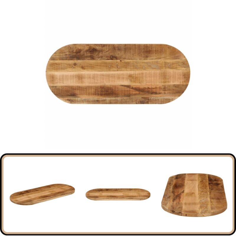 Dessus de table 140x50x3,8cm ovale bois massif de manguier brut - Dessus De Table - Plateau De Table - Bois Massif - Manguier - Design Rustique