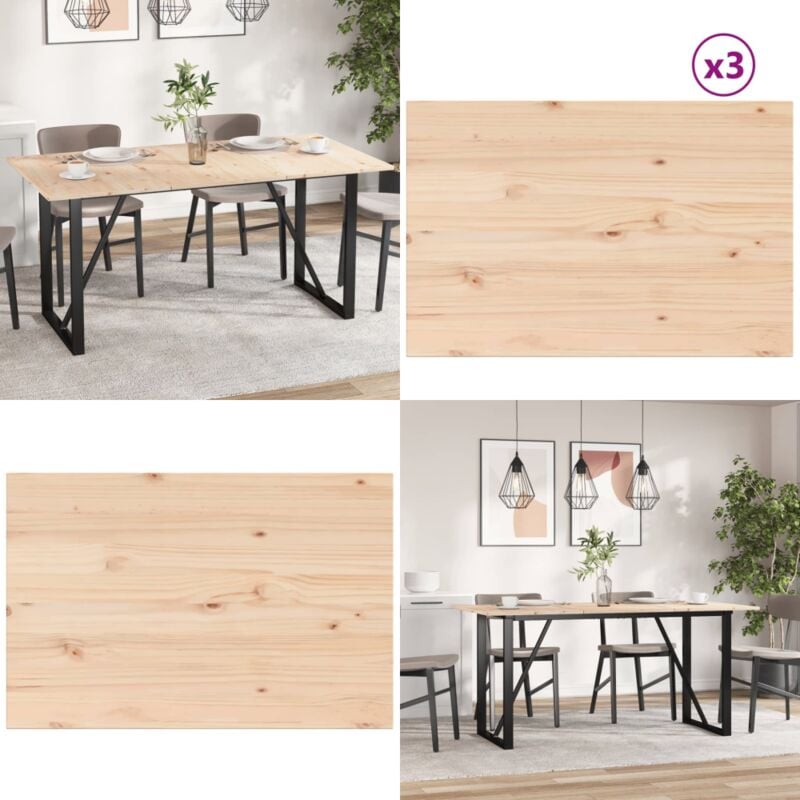 Dessus de table 3 pcs 80x53x1,7cm rectangulaire bois pin massif - Dessus De Table - Plateau De Table - Bois Massif - Design Rustique - Table à Manger