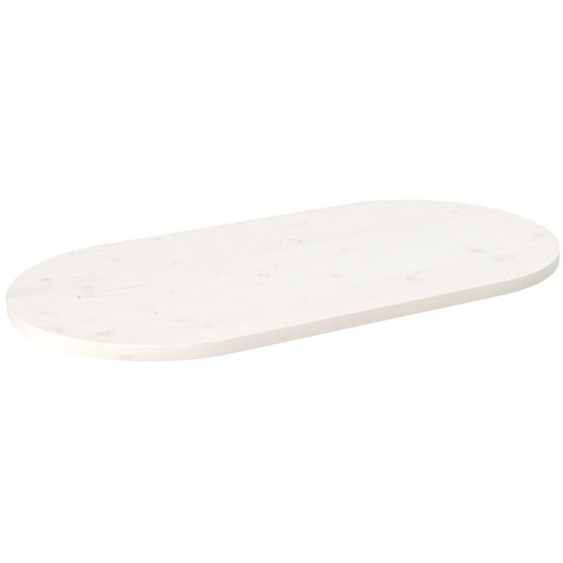 Dessus de table blanc 90x45x2,5 cm bois de pin massif ovale