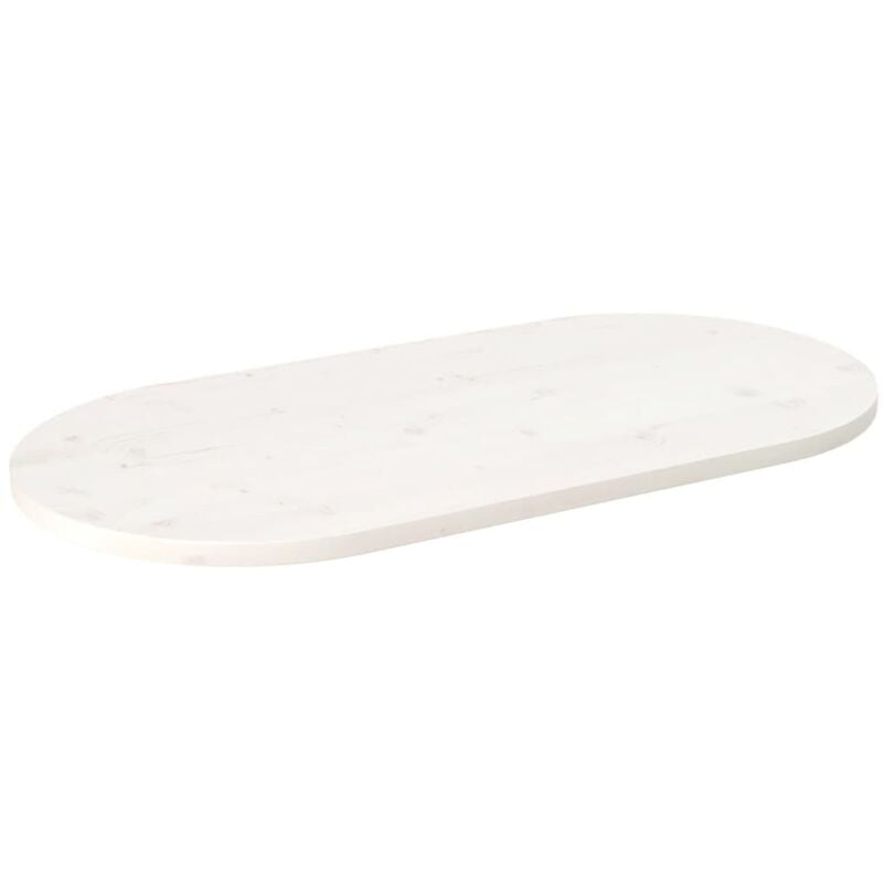 Dessus de table blanc 110x55x2,5 cm bois de pin massif ovale