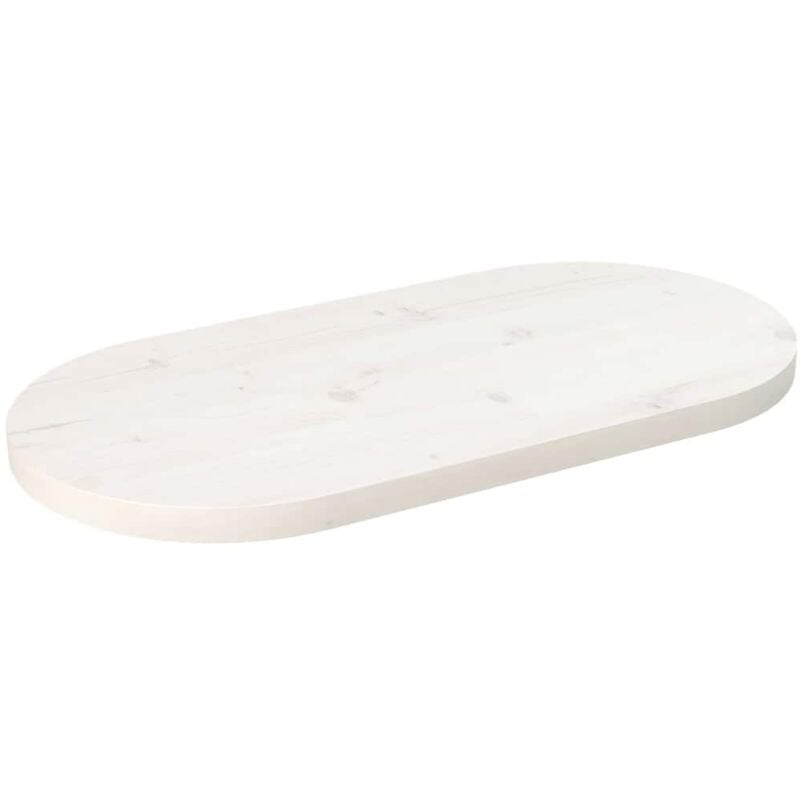 Dessus de table blanc 70x35x2,5 cm bois de pin massif ovale
