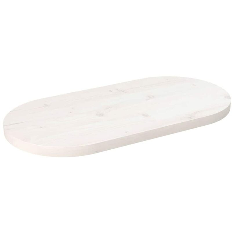 Dessus de table blanc 80x40x2,5 cm bois de pin massif ovale
